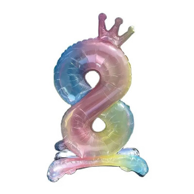 32 colių krištolinio gradiento numerio stovo folijos balionai su karūnuotomis figūrėlėmis Globos 0-9 Gimtadienio dekoracijos Vestuvių kūdikių dušas