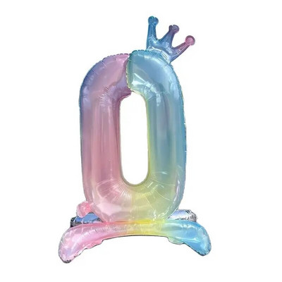 32 colių krištolinio gradiento numerio stovo folijos balionai su karūnuotomis figūrėlėmis Globos 0-9 Gimtadienio dekoracijos Vestuvių kūdikių dušas
