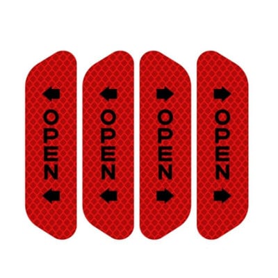 4vnt. Automobilių durų saugos atspindintys lipdukai Universalūs automatiniai vandeniui atsparūs įspėjamieji atviri ženklai Šviečiančios stipriai atspindinčios įspėjamosios juostelės