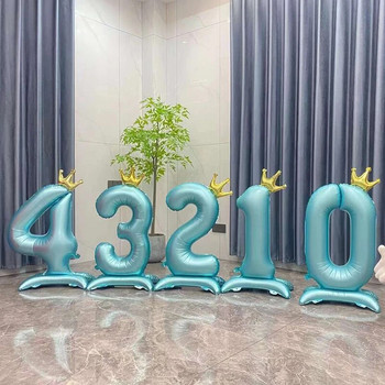 42 ιντσών Μπλε Αριθμός Κορώνας Αλουμινόχαρτο Ψηφιακό Μπαλόνι Αριθμός Μπαλόνι για Διακόσμηση Γενεθλίων Σπίτι Προμήθειες Αγόριων