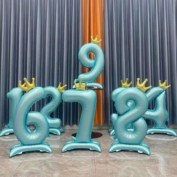 42-инчов синя корона номер алуминиево фолио цифров балон номер балон за дома рожден ден Декорация Консумативи Момчета