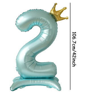 42 ιντσών Μπλε Αριθμός Κορώνας Αλουμινόχαρτο Ψηφιακό Μπαλόνι Αριθμός Μπαλόνι για Διακόσμηση Γενεθλίων Σπίτι Προμήθειες Αγόριων