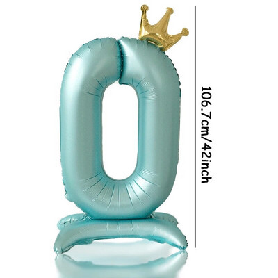 42-inčni plavi krunski broj, aluminijska folija, digitalni balon, balon s brojem za kućnu rođendansku zabavu, potrepštine za dječake