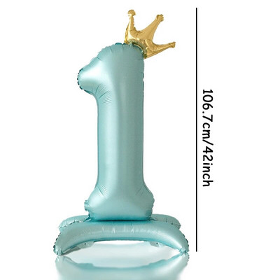 42-inčni plavi krunski broj, aluminijska folija, digitalni balon, balon s brojem za kućnu rođendansku zabavu, potrepštine za dječake