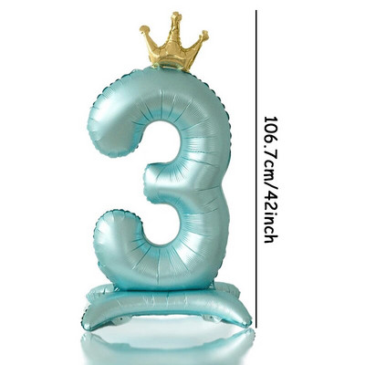 42-inčni plavi krunski broj, aluminijska folija, digitalni balon, balon s brojem za kućnu rođendansku zabavu, potrepštine za dječake