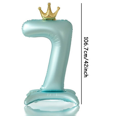 42-inčni plavi krunski broj, aluminijska folija, digitalni balon, balon s brojem za kućnu rođendansku zabavu, potrepštine za dječake