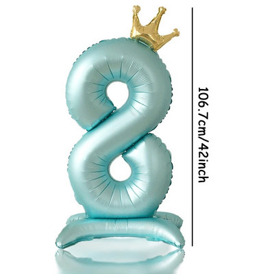 42-inčni plavi krunski broj, aluminijska folija, digitalni balon, balon s brojem za kućnu rođendansku zabavu, potrepštine za dječake