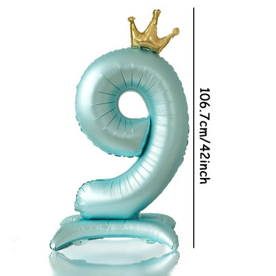 42-inčni plavi krunski broj, aluminijska folija, digitalni balon, balon s brojem za kućnu rođendansku zabavu, potrepštine za dječake