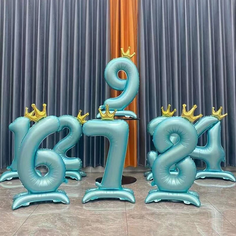 42-inčni plavi krunski broj, aluminijska folija, digitalni balon, balon s brojem za kućnu rođendansku zabavu, potrepštine za dječake