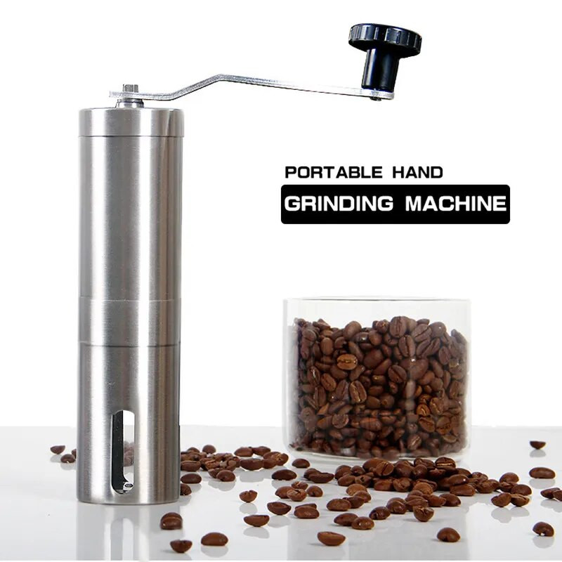 Kézi forgattyús kávédaráló, hordozható kézi rozsdamentes acél kávébab daráló Kávé edénydaráló Konyhai szerszám Kávétartozékok