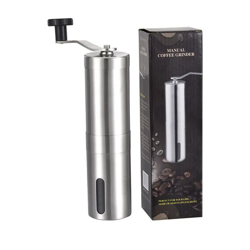 Kézi forgattyús kávédaráló, hordozható kézi rozsdamentes acél kávébab daráló Kávé edénydaráló Konyhai szerszám Kávétartozékok