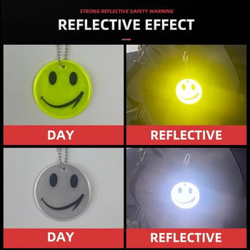 ORAFOL 600 Light Smile Face Светлоотразителна висулка Флуоресцентен ключодържател Ключодържател Предупреждение за безопасност Разходка Колоездене Чанта Аксесоари