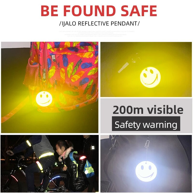 ORAFOL 600 Light Smile Face Светлоотразителна висулка Флуоресцентен ключодържател Ключодържател Предупреждение за безопасност Разходка Колоездене Чанта Аксесоари