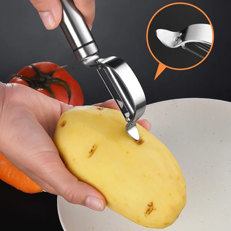 1db Zöldséghámozó Éles burgonyahámozó rozsdamentes acél zöldség-gyümölcshámozó uborka sárgarépa reszelő konyhai kütyük