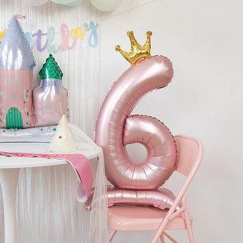 Дигитално парти Рожден ден Алуминиево фолио Балон Корона Поставка за номера Балони Момичета Денят на бебето Честит рожден ден Декор Парти консумативи