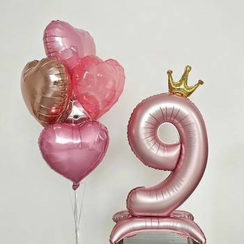 Дигитално парти Рожден ден Алуминиево фолио Балон Корона Поставка за номера Балони Момичета Денят на бебето Честит рожден ден Декор Парти консумативи