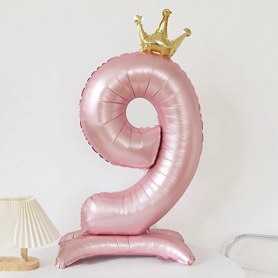 Digitális buli születésnapi alumínium fólia léggömb korona számtartó léggömbök lányok baba napjára Boldog születésnapi dekoráció party kellékek