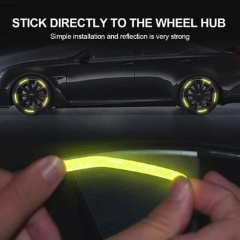 Αυτοκόλλητο 20/40/60Pcs Αυτοκόλλητο πλήμνη τροχού αυτοκινήτου με υψηλή ανακλαστική ταινία για μοτοσυκλέτα νυχτερινή οδήγηση φωτεινό αυτοκόλλητο γενικής χρήσης