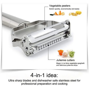 1/2 τεμ. Χειροκίνητος αποφλοιωτής λαχανικών για θρυμματιστής λαχανικών φρούτων κοπής από ανοξείδωτο χάλυβα Dual Blades Slicer Αξεσουάρ κουζίνας σπιτιού