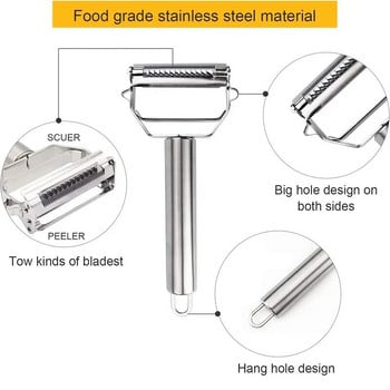 1/2 τεμ. Χειροκίνητος αποφλοιωτής λαχανικών για θρυμματιστής λαχανικών φρούτων κοπής από ανοξείδωτο χάλυβα Dual Blades Slicer Αξεσουάρ κουζίνας σπιτιού