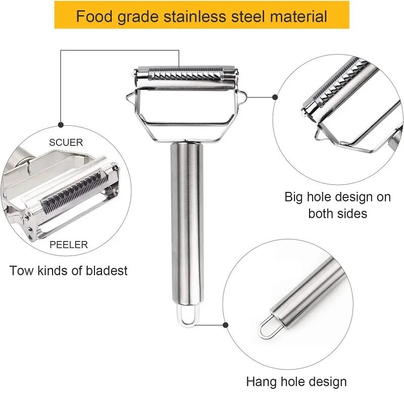 1/2 db kézi zöldséghámozó zöldség-gyümölcs aprító vágó rozsdamentes acél kétpengés szeletelő otthoni konyhai kiegészítők