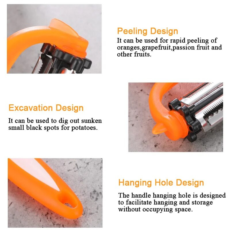 Περιστροφική πολυλειτουργική κουζίνα 360 μοιρών Μίνι αποφλοιωτής λαχανικών Πλάνης καρότων φρούτων Τρίφτης κόφτης κοπής 4 χρωμάτων