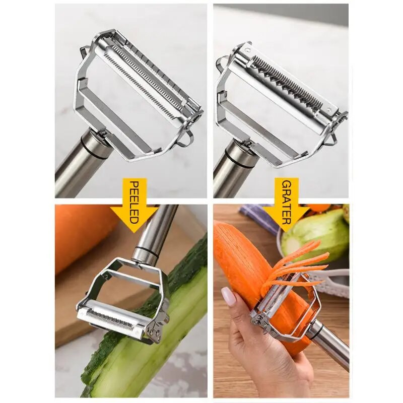 Nerūdijančio plieno skustukas vaisiams daržovėms melionams bulvėms morkoms agurkams daugiafunkciniam trintuvui Julienne skustukas griežinėlis Buitinis įrankis