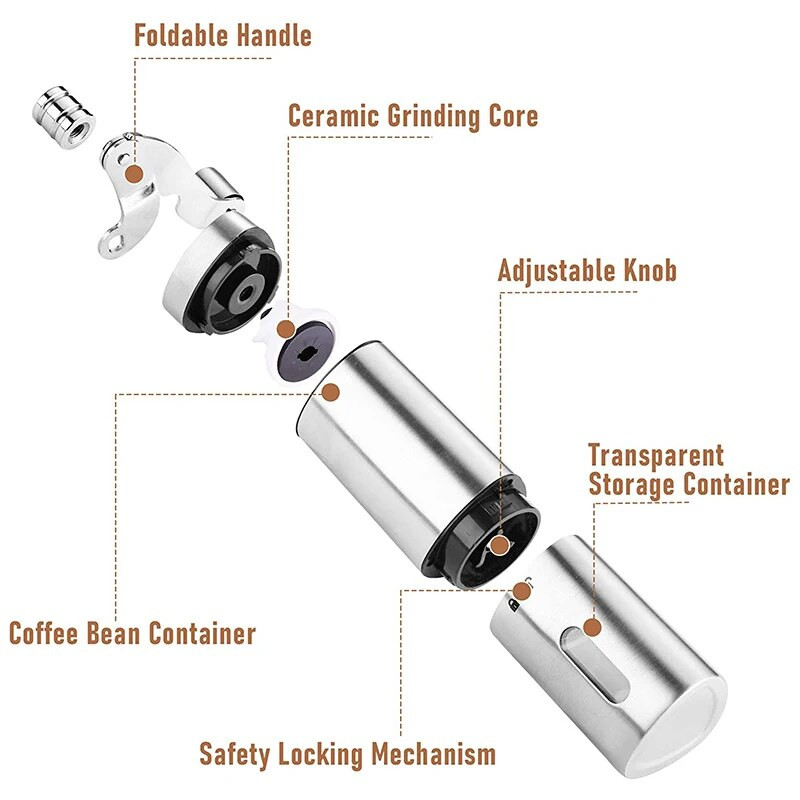 Ručni mlinac za kavu Ručni mlinac za kavu Trokutasti mlin od nehrđajućeg čelika sa sklopivom ručkom Ručni mlinac za kavu
