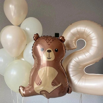 2/3/5Pcs Woodland Bear Balloons Brown Bear Animal Foil Balloons for Jungle Safari Baby Shower Party Decorations