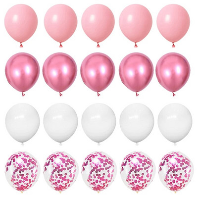 20 бр. Хромирани розово златни конфети латексови балони Честит рожден ден Декорации за парти Деца Възрастни Момиче Момче Baby Shower Сватбени принадлежности