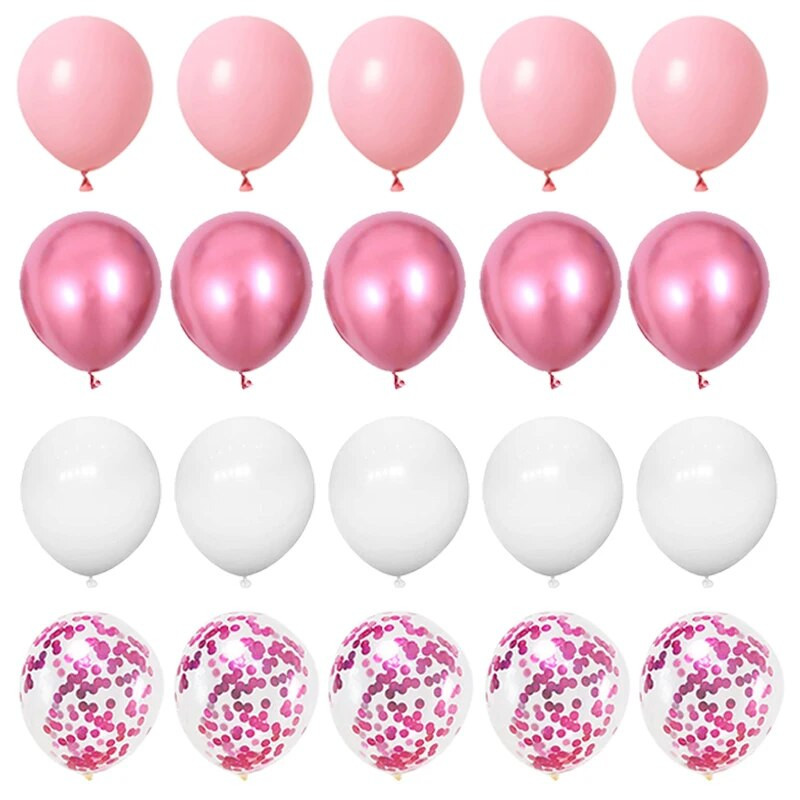 20 бр. Хромирани розово златни конфети латексови балони Честит рожден ден Декорации за парти Деца Възрастни Момиче Момче Baby Shower Сватбени принадлежности