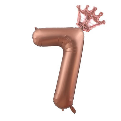 2бр. Кремави балони с числа с корона Фолиев балон 1 2 3 4 5 6 Рожден ден Декорация на сватбено тържество Baby Shower Air Helium Globos