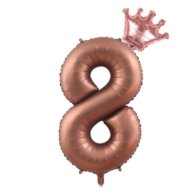 2бр. Кремави балони с числа с корона Фолиев балон 1 2 3 4 5 6 Рожден ден Декорация на сватбено тържество Baby Shower Air Helium Globos