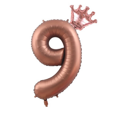 2бр. Кремави балони с числа с корона Фолиев балон 1 2 3 4 5 6 Рожден ден Декорация на сватбено тържество Baby Shower Air Helium Globos