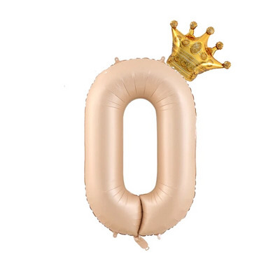 2бр. Кремави балони с числа с корона Фолиев балон 1 2 3 4 5 6 Рожден ден Декорация на сватбено тържество Baby Shower Air Helium Globos