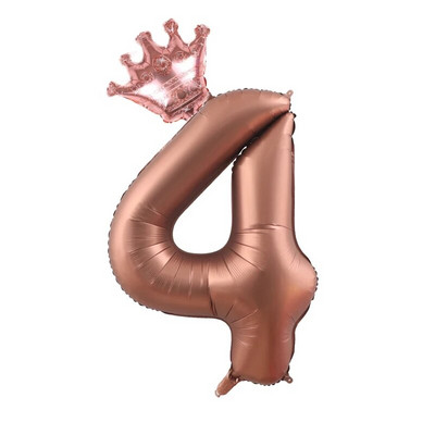 2бр. Кремави балони с числа с корона Фолиев балон 1 2 3 4 5 6 Рожден ден Декорация на сватбено тържество Baby Shower Air Helium Globos