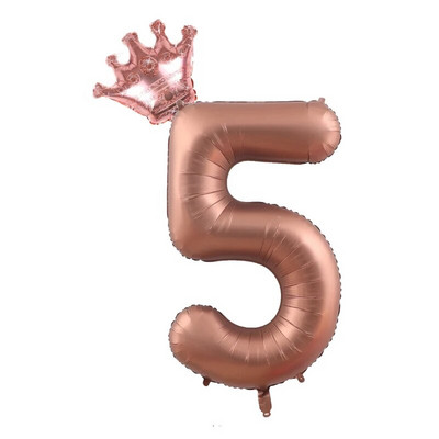 2бр. Кремави балони с числа с корона Фолиев балон 1 2 3 4 5 6 Рожден ден Декорация на сватбено тържество Baby Shower Air Helium Globos