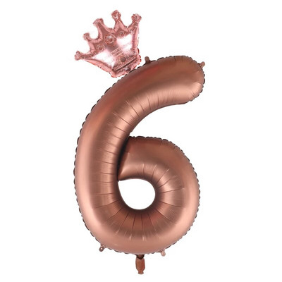 2бр. Кремави балони с числа с корона Фолиев балон 1 2 3 4 5 6 Рожден ден Декорация на сватбено тържество Baby Shower Air Helium Globos