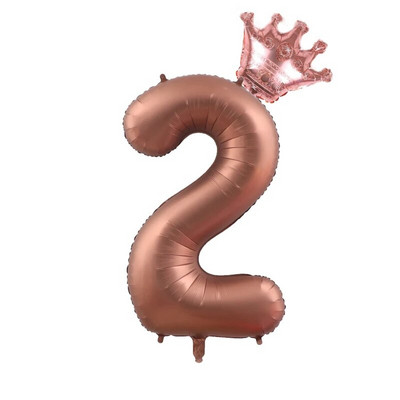 2бр. Кремави балони с числа с корона Фолиев балон 1 2 3 4 5 6 Рожден ден Декорация на сватбено тържество Baby Shower Air Helium Globos