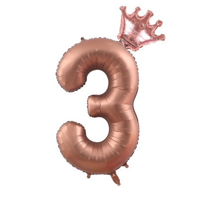 2бр. Кремави балони с числа с корона Фолиев балон 1 2 3 4 5 6 Рожден ден Декорация на сватбено тържество Baby Shower Air Helium Globos