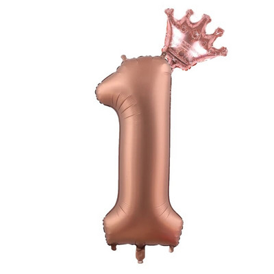 2бр. Кремави балони с числа с корона Фолиев балон 1 2 3 4 5 6 Рожден ден Декорация на сватбено тържество Baby Shower Air Helium Globos