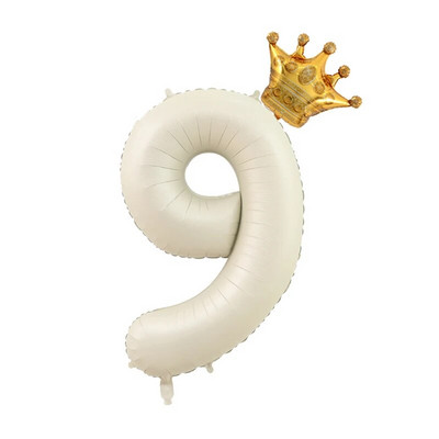 2бр. Кремави балони с числа с корона Фолиев балон 1 2 3 4 5 6 Рожден ден Декорация на сватбено тържество Baby Shower Air Helium Globos