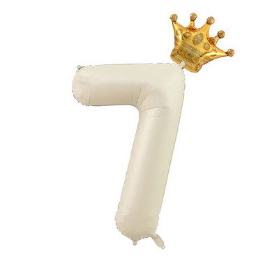 2бр. Кремави балони с числа с корона Фолиев балон 1 2 3 4 5 6 Рожден ден Декорация на сватбено тържество Baby Shower Air Helium Globos