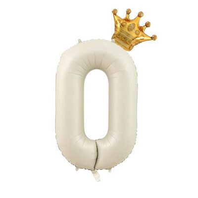 2бр. Кремави балони с числа с корона Фолиев балон 1 2 3 4 5 6 Рожден ден Декорация на сватбено тържество Baby Shower Air Helium Globos