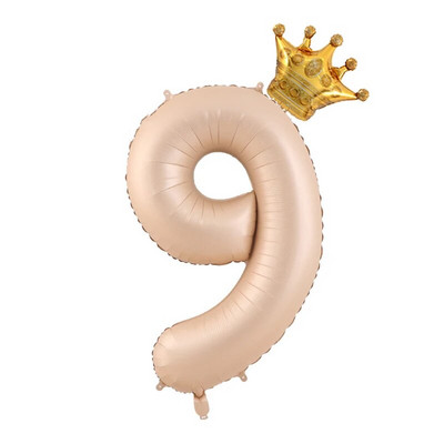 2бр. Кремави балони с числа с корона Фолиев балон 1 2 3 4 5 6 Рожден ден Декорация на сватбено тържество Baby Shower Air Helium Globos