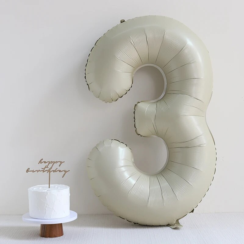 2бр. Кремави балони с числа с корона Фолиев балон 1 2 3 4 5 6 Рожден ден Декорация на сватбено тържество Baby Shower Air Helium Globos