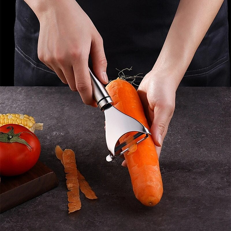 304 Nerūsējošā tērauda mizotājs Daudzfunkcionāls daudzfunkcionāls skuveklis ar iekaramo caurumu Mizošanas nazis Virtuves Dārzeņu un augļu instrumenti