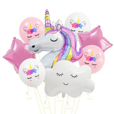 1 set de baloane tematice pentru petrecere cu unicorn Baloane din folie de nor pentru fete de 1 an Decoratiuni pentru petrecerea de aniversare cu unicorn Mingi pentru baby shower