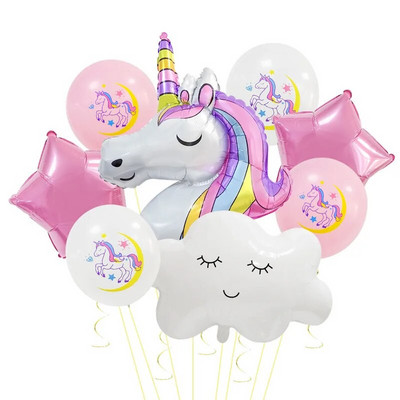 1 set de baloane tematice pentru petrecere cu unicorn Baloane din folie de nor pentru fete de 1 an Decoratiuni pentru petrecerea de aniversare cu unicorn Mingi pentru baby shower