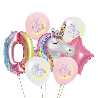 1 set de baloane tematice pentru petrecere cu unicorn Baloane din folie de nor pentru fete de 1 an Decoratiuni pentru petrecerea de aniversare cu unicorn Mingi pentru baby shower